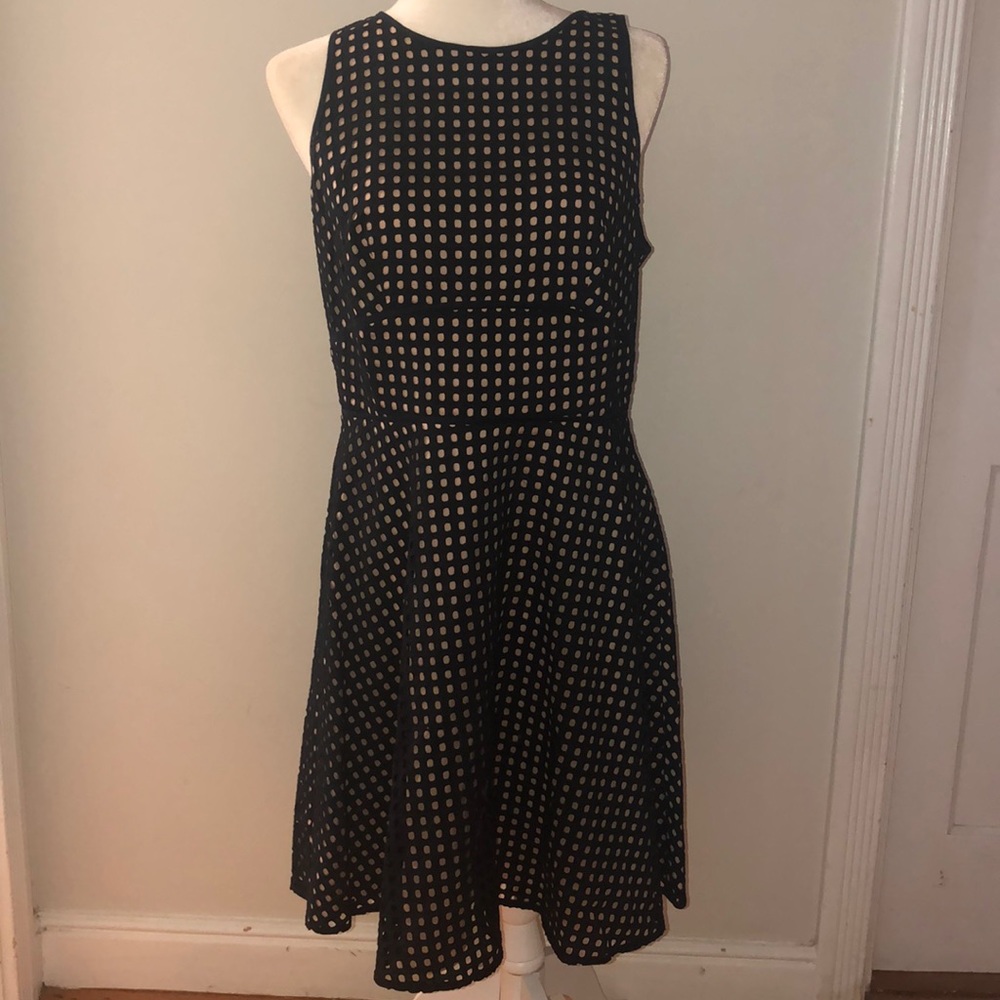 Ann Taylor square eyelet dress Black size 10